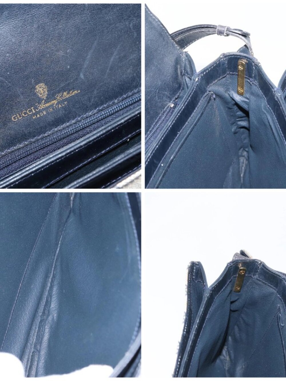 GUCCI GG Supreme Shoulder Bag PVC Navy Gold - Picture 15 of 16